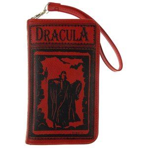 Dracula Bram Stoker Wallet Zip Up Wristlet Gift Purse Book Red Black Cards Quote